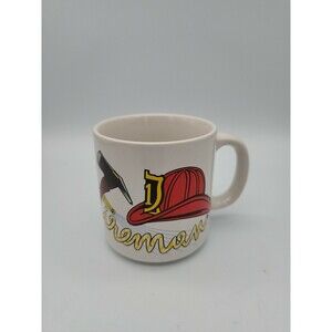 Lefton China Fireman Coffee Mug 1986 #05833 Hand Painted
